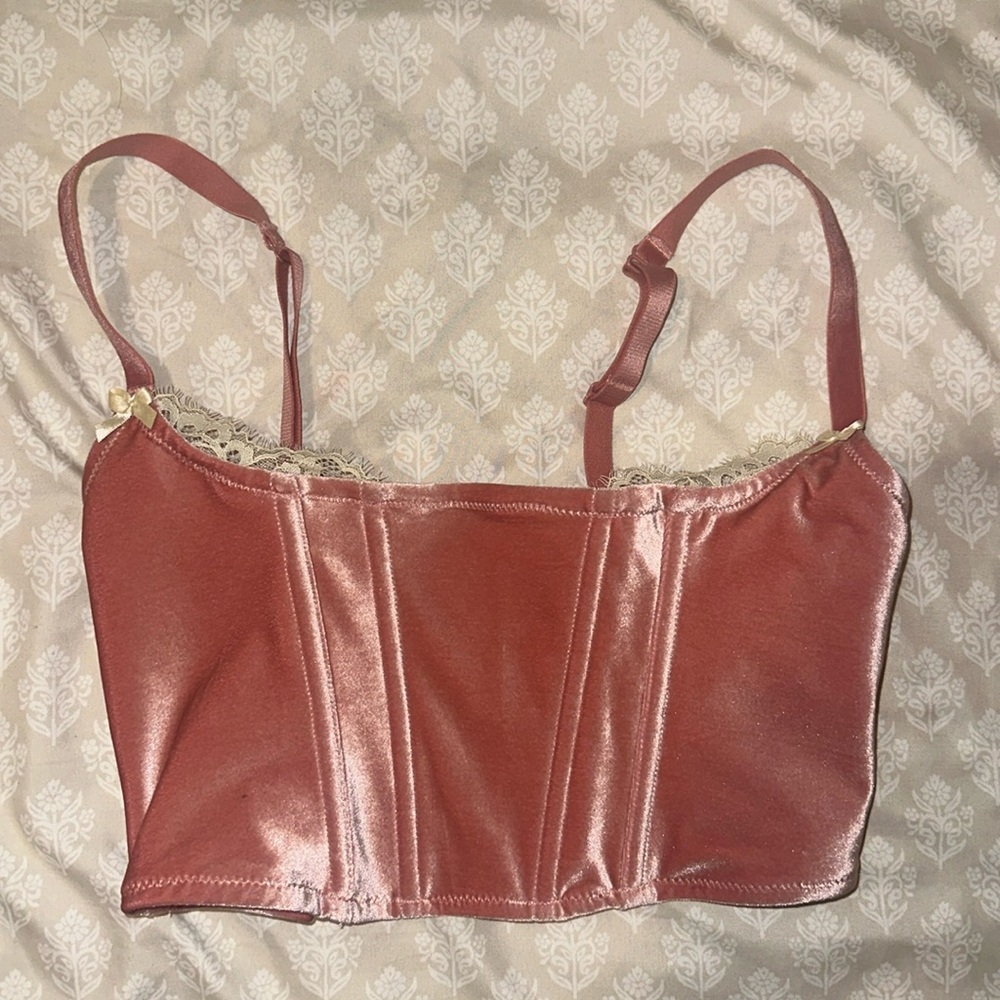 Skims Velvet Lace Corset in Terracotta